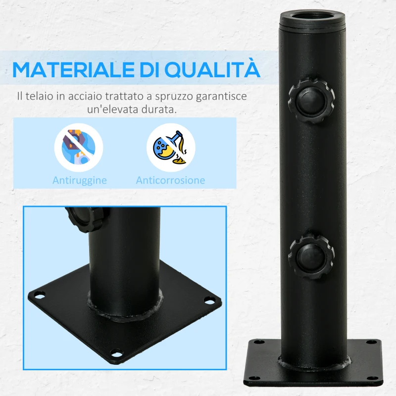 Outsunny Supporto per Ombrellone da Terrazza, Base per Ombrellone per Patio, Pontile, Giardino e Cortile, Nero