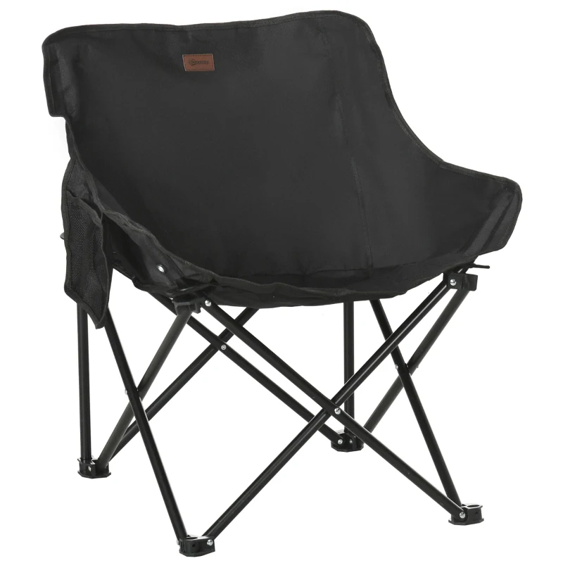 Outsunny Chaise de camping pliable avec sac de transport et pochette latérale compact ultra légère noir