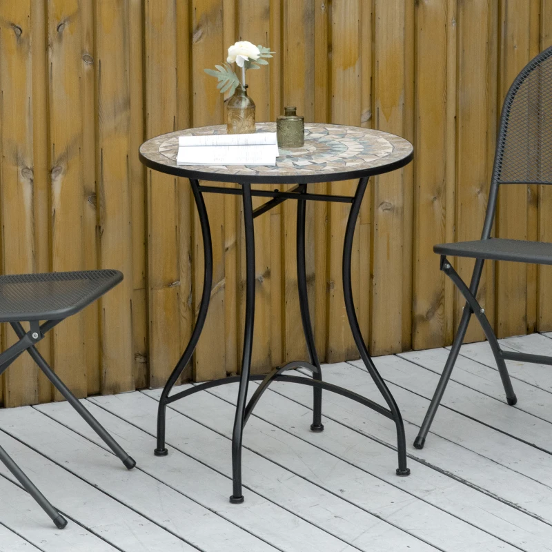 Outsunny Φ60cm Mosaic Outdoor Patio Table - Green