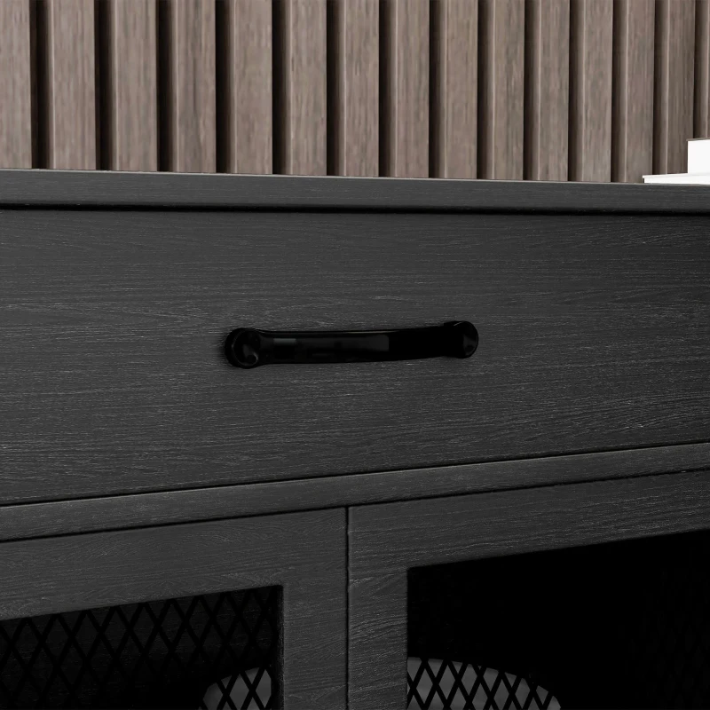 HOMCOM Buffet baixo móvel de arrumação 4 portas com prateleiras reguláveis e 2 gavetas estilo industrial 150 x 40 x 85 cm preto