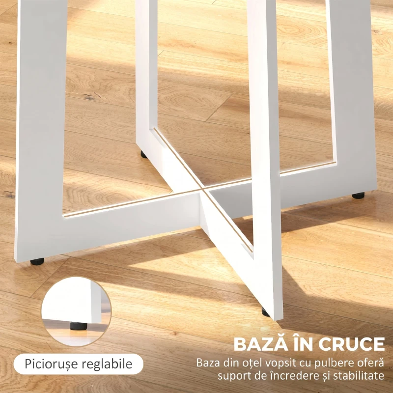 Homcom Masa Rotunda Moderna – Pentru 4 Persoane, Ideala Bucatarie