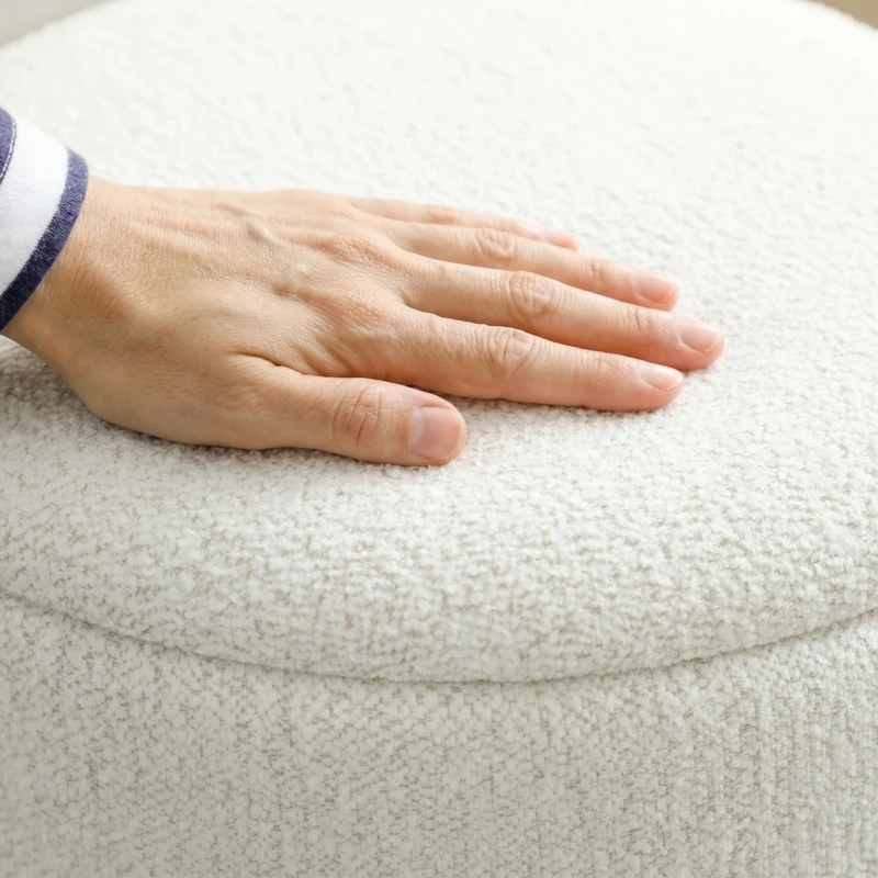 HOMCOM Nesting Round Ottoman with Storage Set of 2 - Cream/Grey