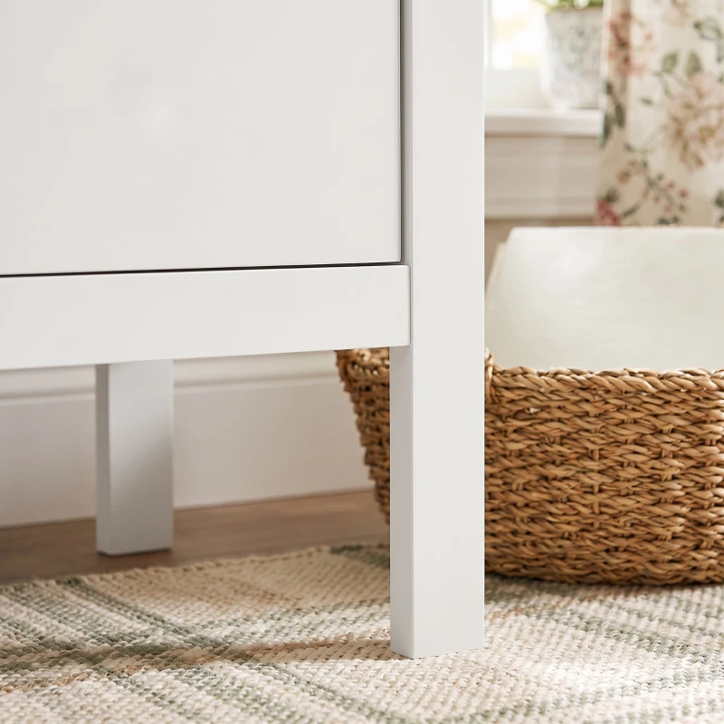 HOMCOM Cómoda de 5 Gavetas Móvel de Armazenamento com Puxadores Trilhos Metálicos em Madeira 79x39,5x80,5 cm Branco