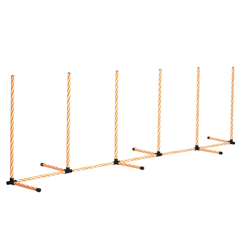 PawHut Dog Agility Equipment Pet Outdoor Training Play Run Obstacle w/ 6 Weaves Poles Whistle Carrying Bag