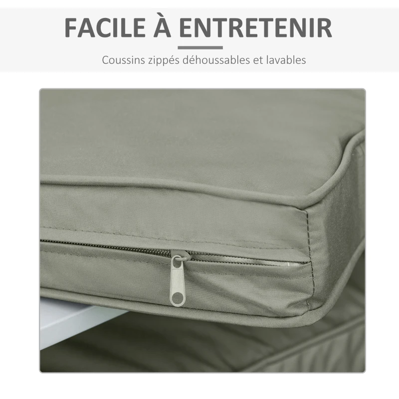 Outsunny Coussins pour chaise fauteuil de jardin coussins d'assise de dossier déhoussables polyester 56x52/56x46cm gris foncé
