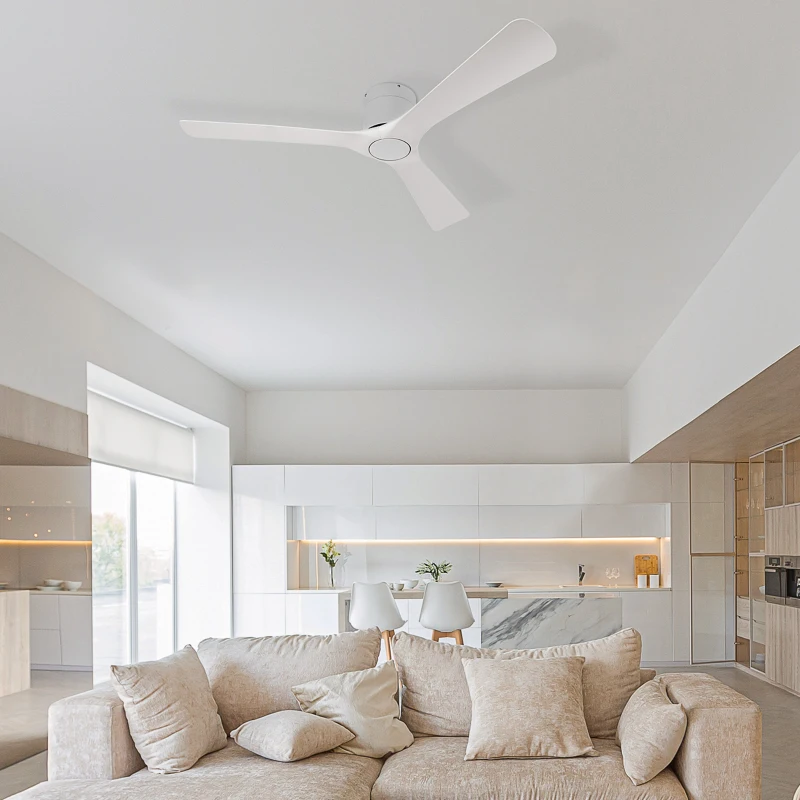HOMCOM Ventilador de Techo 29W con Mando a Distancia Ventilador Silencioso Ø132 cm con 3 Aspas Reversibles 6 Velocidades Blanco