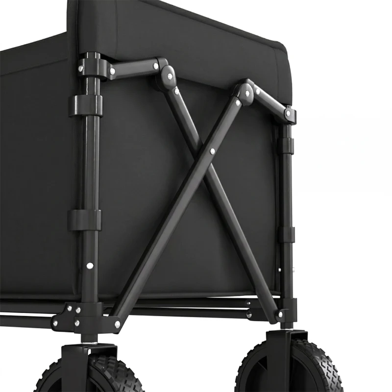 Outsunny 180L Festival Trolley on Wheels, Folding Compact Camping Trolley Cart with Adjustable Handle, 120 KG Capacity for Garden, Beach, Fishing, Black