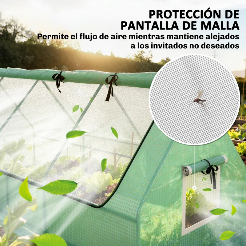 Outsunny Invernadero de Terraza Mini Invernadero 240x90x90 cm con Ventanas de Malla para Cultivar Verduras y Flores Verde