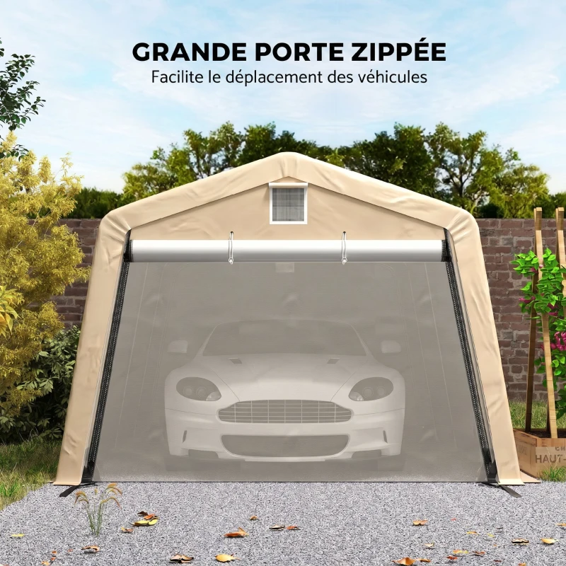 Outsunny Tente garage carport dim. 6,2L x 3,3l x 2,4H m acier galvanisé robuste PE haute densité 150 g/m² imperméable anti-UV(m-6)