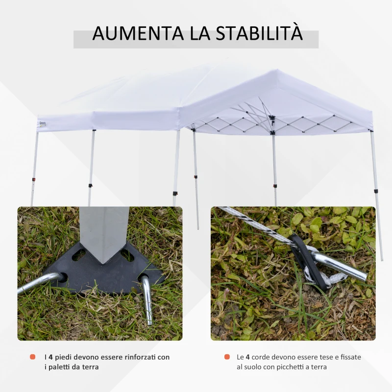 Outsunny Gazebo Pieghevole 6x3m, Richiudibile e Pop up da Giardino in Acciaio e Tessuto Bianco, per Eventi o Campeggio con Borsa da Viaggio