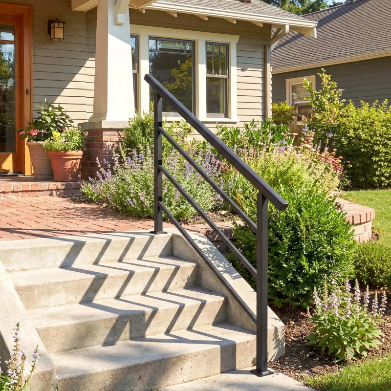 Outsunny Barandilla de Escalera 131 cm Pasamanos para Escalera con Kit de Instalación Ángulo Ajustable para 1-4 Escalones Negro