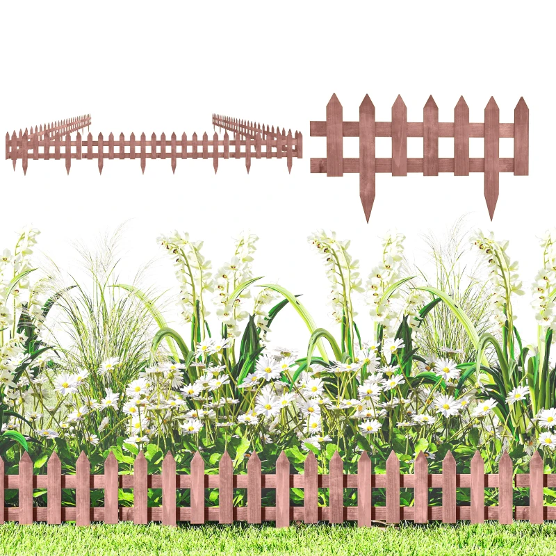 Outsunny Set of 12 Wooden 60cm Garden Fence Pieces