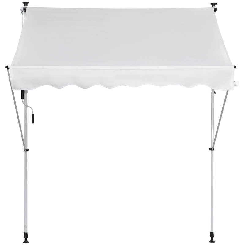 Outsunny Toldo Manual Retráctil 200x150x170-280 cm para Balcón y Terraza con Altura Ajustable con Manivela Blanco