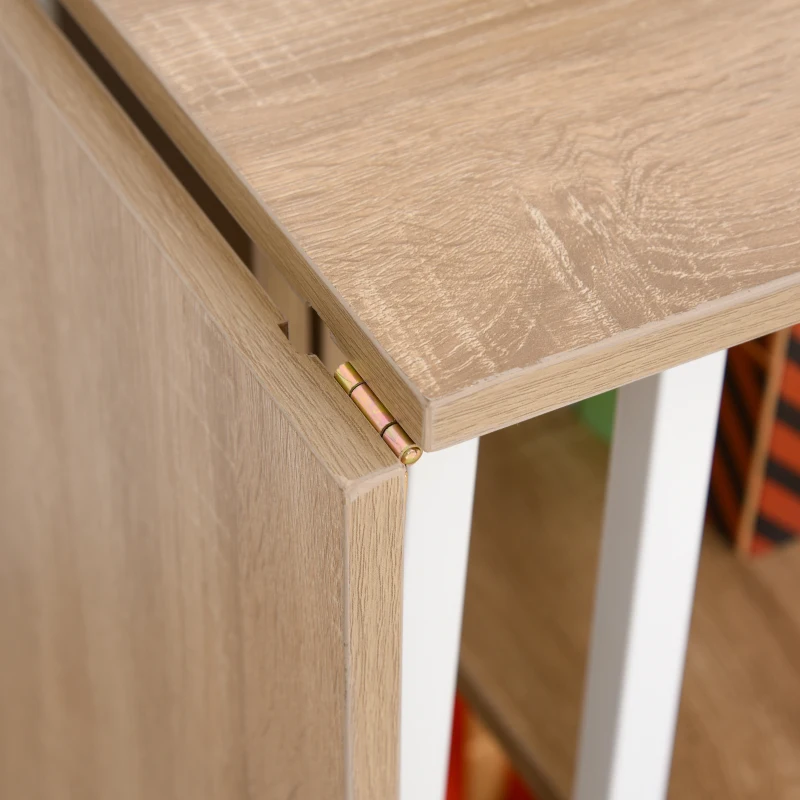 HOMCOM Mesa Dobrável Escrivaninha Mesa Lateral Mesa de Escritório Mesa Móvel para Computador com Rodas MDF 107x55x76 cm Natural