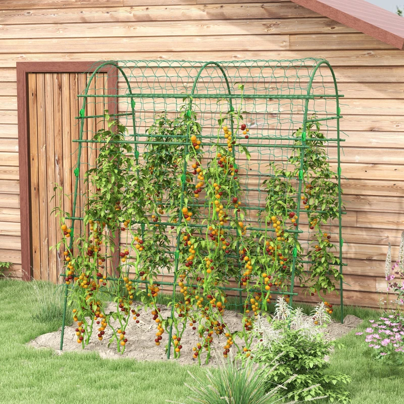 Outsunny Enrejado de Pepino 206 cm Enrejado de Jardín de Arco para Plantas Trepadoras al Aire Libre con Marco de Acero Verde