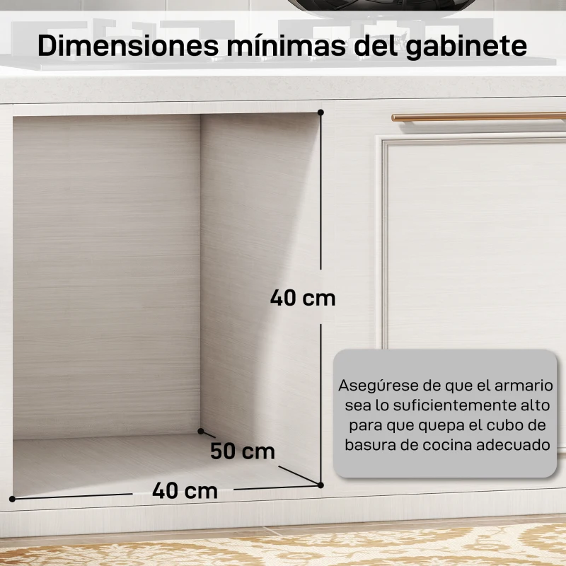 HOMCOM Cubo de Basura Extraíble bajo Fregadero con 2 Contenedores Capacidad Total 30L (15Lx2) Fijación Inferior Gris Claro