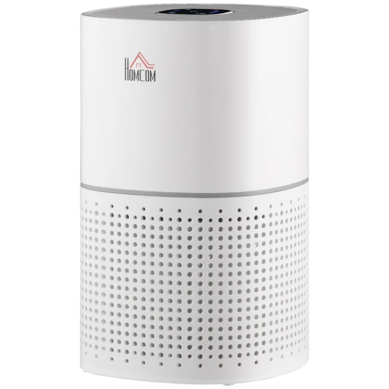 HOMCOM Purificador de Ar HEPA, Ionizador, CADR 225m³/h, Modo Silencioso, 50W, Temporizador, 4 Velocidades - Dim. 22L x 22l x 36H cm - Branco