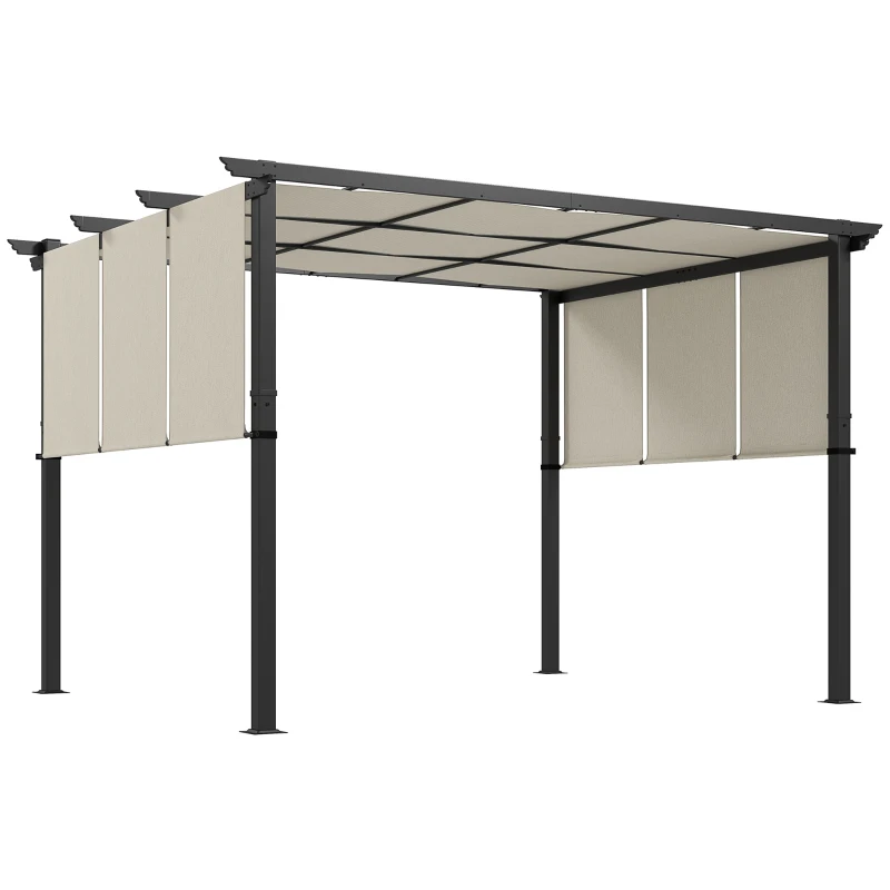 Outsunny Markise Sonnenschutz. Pergola, wetterbeständig,  inkl. Befestigungsmaterial, 3 x 3,5 m, Beige