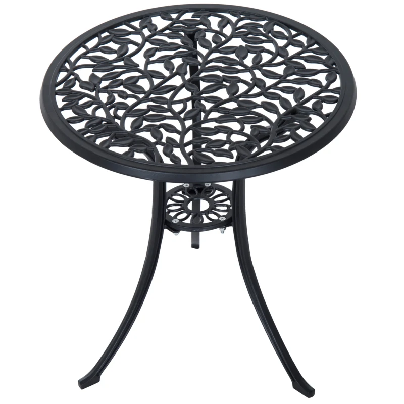 Outsunny Set de Grădină 3 Piese cu 2 Scaune de Exterior și Masă Rotundă din Aluminiu, Negru