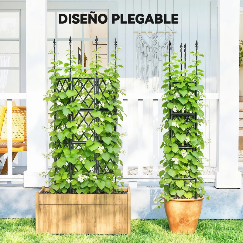 Outsunny Enrejado de Jardín Plegable Soporte para Plantas Trepadoras con Montaje DIY y Marco de Acero 85x197 cm Negro