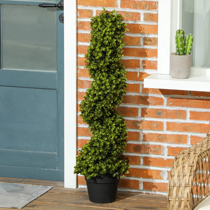 HOMCOM Conjunto de 2 Planta Decorativa, Plantas Artificiais em Vasos, Plantas Artificiais para Casa, Interior, Exterior, 90 cm, Verde