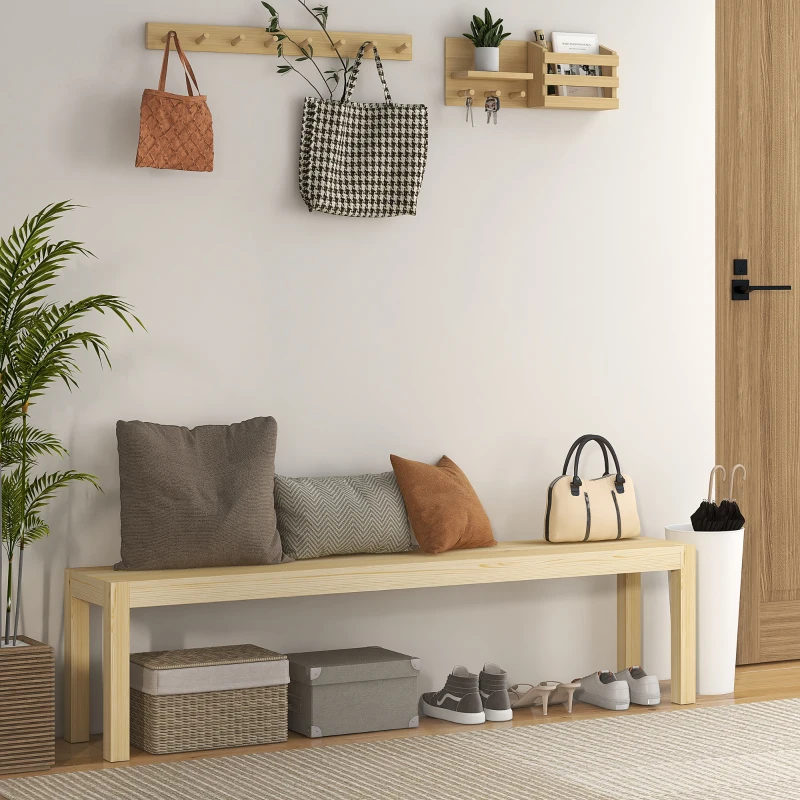 HOMCOM Banco, espaço para 3 pessoas, até 330 kg, madeira de pinho, 175x33x45 cm