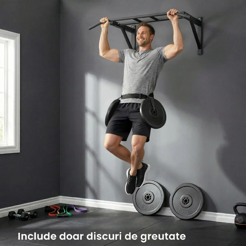 HOMCOM Set de Discuri de Greutăți pentru Antrenament, 5 kg și 10 kg, Negru