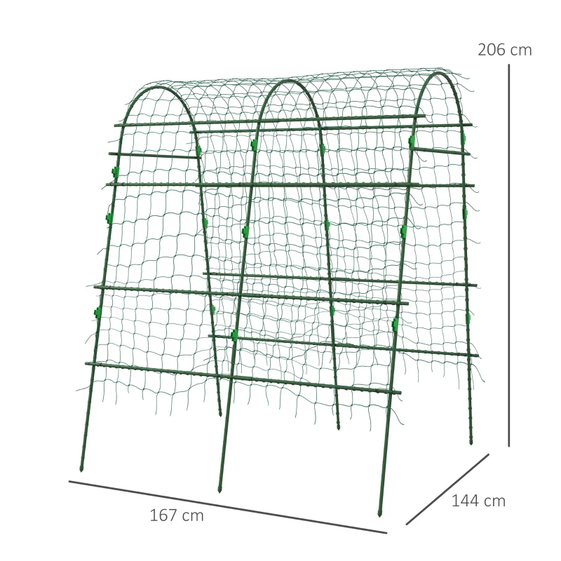 Outsunny Enrejado de Pepino 206 cm Enrejado de Jardín de Arco para Plantas Trepadoras al Aire Libre con Marco de Acero Verde
