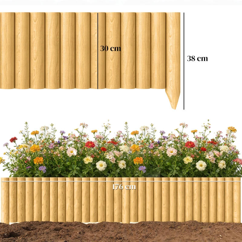 Outsunny Valla de Jardín de Madera Panel Decorativo Resistente y Fácil de Instalar para Patio Césped Camino 176x38 cm Natural