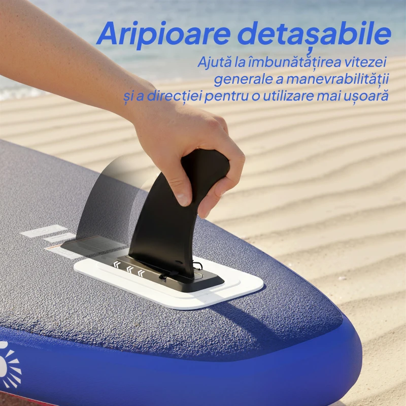 Outsunny Placă SUP Gonflabilă pentru Adulți, Stand Up Paddle Board cu EVA Antialunecare, Vâslă Reglabilă din Aluminiu, Rucsac, Pompă, Aripioară Detașabilă, Capacitate 160 kg, 305x89x15cm, Pentru Toate Nivelurile