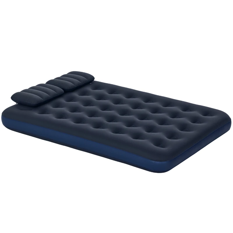 Outsunny Luftmatratze für 2 Personen, mit Handpumpe, weich & robust, 203x152x22cm, Blau