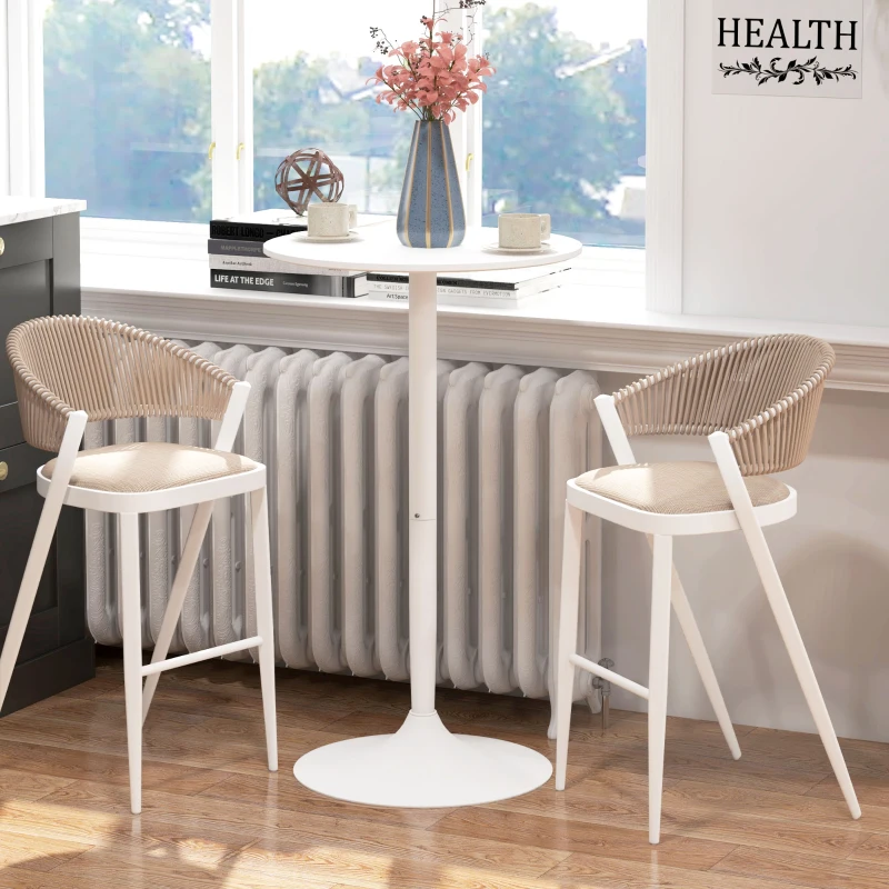 HOMCOM Bartisch Stehtisch, Tisch für 2 Personen, 60 x 60 x 102 cm, Weiß