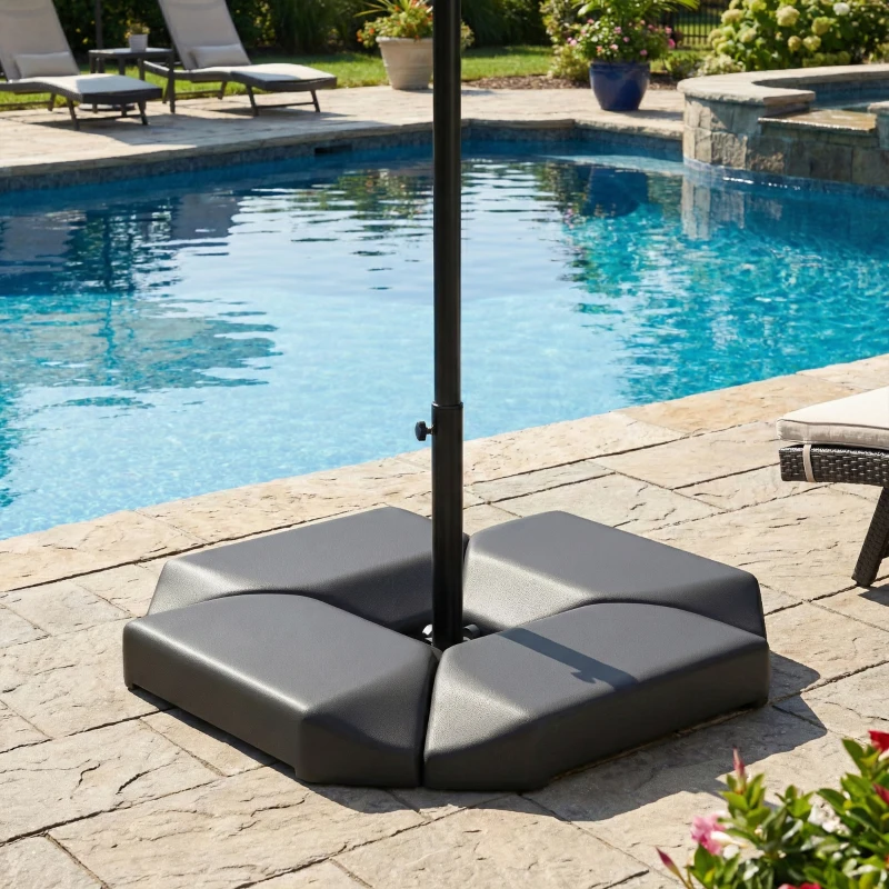 Outsunny Base para Sombrilla de 4 Piezas, para Cantilever Soporte para Parasol de HDPE Rellenable con Agua 77 kg o Arena 100 kg