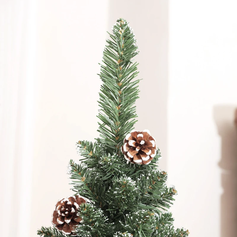 HOMCOM Árbol de Navidad Artificial 150 cm con 395 Ramas 30 Piñas y Soporte de Metal Árbol Navideño para Salón Interior Verde