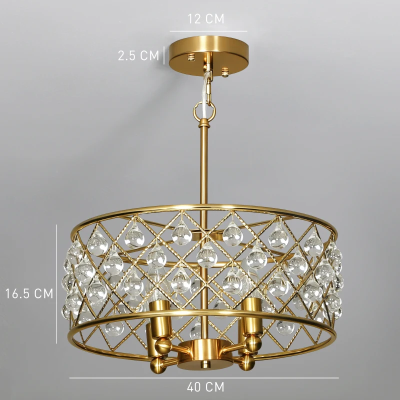 HOMCOM 51 Crystallite Four-Bulb Chandelier - Gold-Tone
