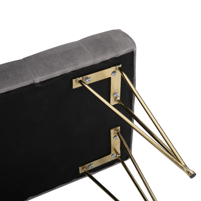 HOMCOM Banco Estofado Banco Piano Banco para Sapatos com Aparência Aveludada Banco de Cama Banco de Piano para Quarto Sala Corredor Metal 116x44,5x49 cm Cinza