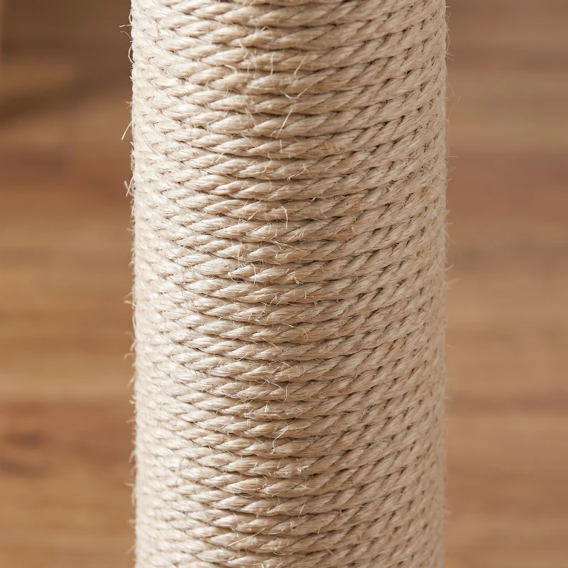 PawHut Floor to Ceiling Cat Tree 230-260cm Height Adjustable, 5-Tier Cat Tower with Scratching Posts, Hammock, Perches, Climbing Activity Centre for Indoor Kittens Playing and Relaxing, Beige