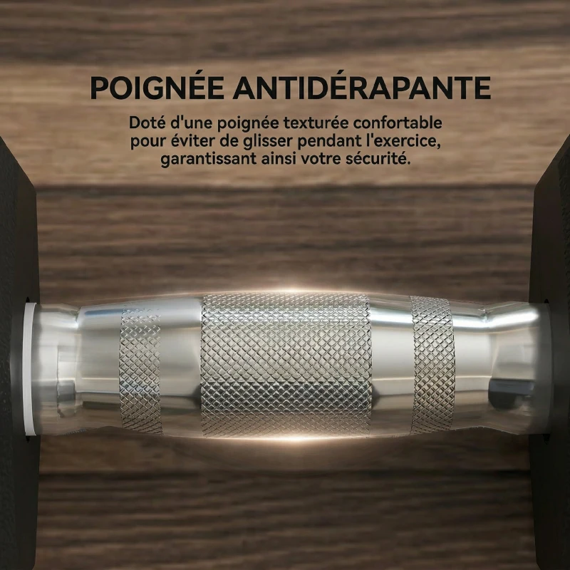 HOMCOM Lot de 2 Haltères hexagonaux 25 kg en fonte caoutchouté pour maison bureau gym à domicile, noir