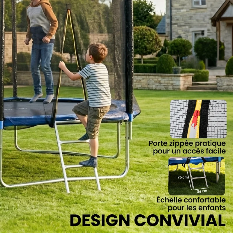 SPORTNOW Trampoline d'extérieur avec filet de sécurité Ø305 cm pour enfants et adultes