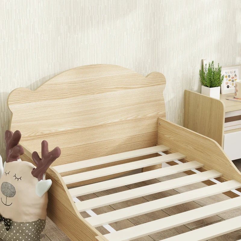 AIYAPLAY Cama infantil Cama juvenil Cama casinha com design de urso Cama divertida para crianças 3-6 anos 143,5 x 80 x 55 cm Madeira natural