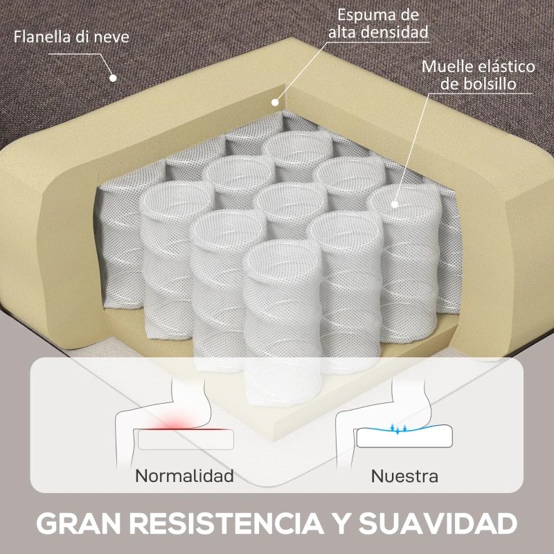 HOMCOM Sillón de Salón con Reposacabezas y Patas de Madera Butaca Carga 160 kg para Dormitorio Oficina Sala de Estar Marrón