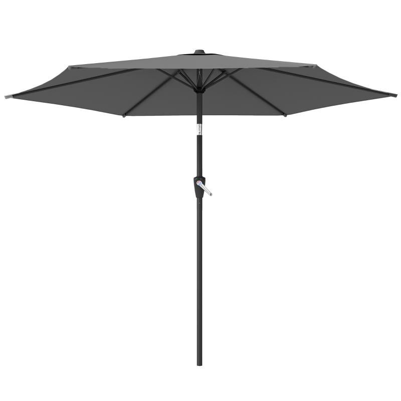 Outsunny Sonnenschirm 270 cm knickbar Balkonschirm mit Kurbel UV 50+ Gartenschirm Dunkelgrau