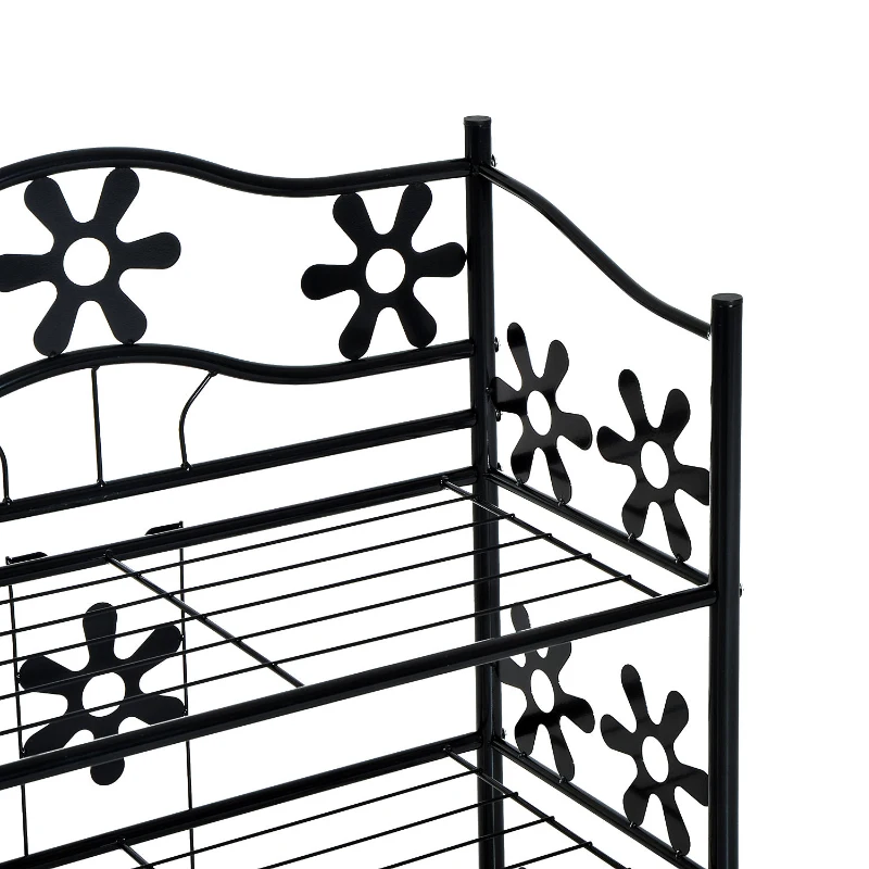 HOMCOM Estante para sapatos, estante para plantas, estante para flores, estante de chão, suporte, 4 níveis, metal, 59,5 x 30 x 92 cm, Preto