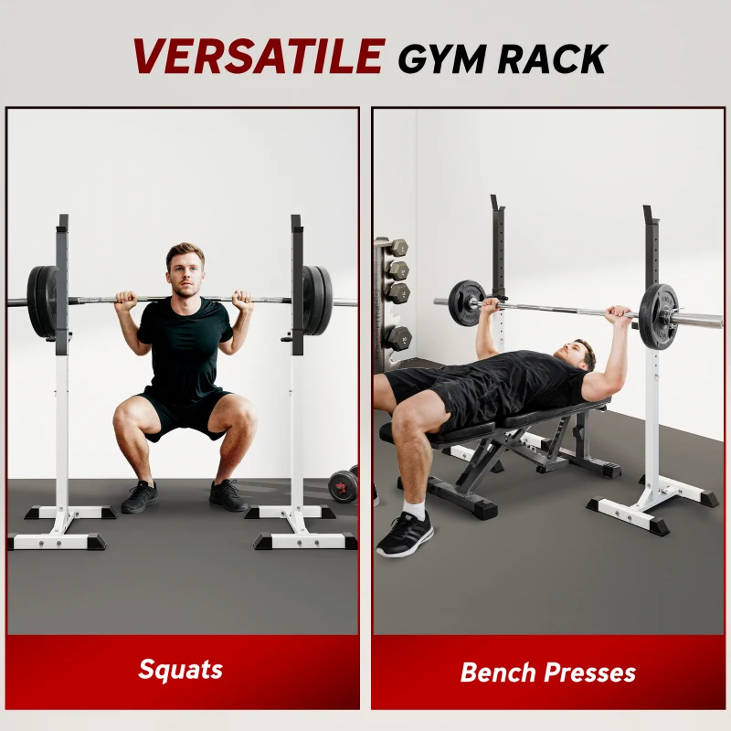 HOMCOM Heavy Duty Weight Bar Barbell Squat Stand Barbell Rack Spotter, for Home, Gym - Black