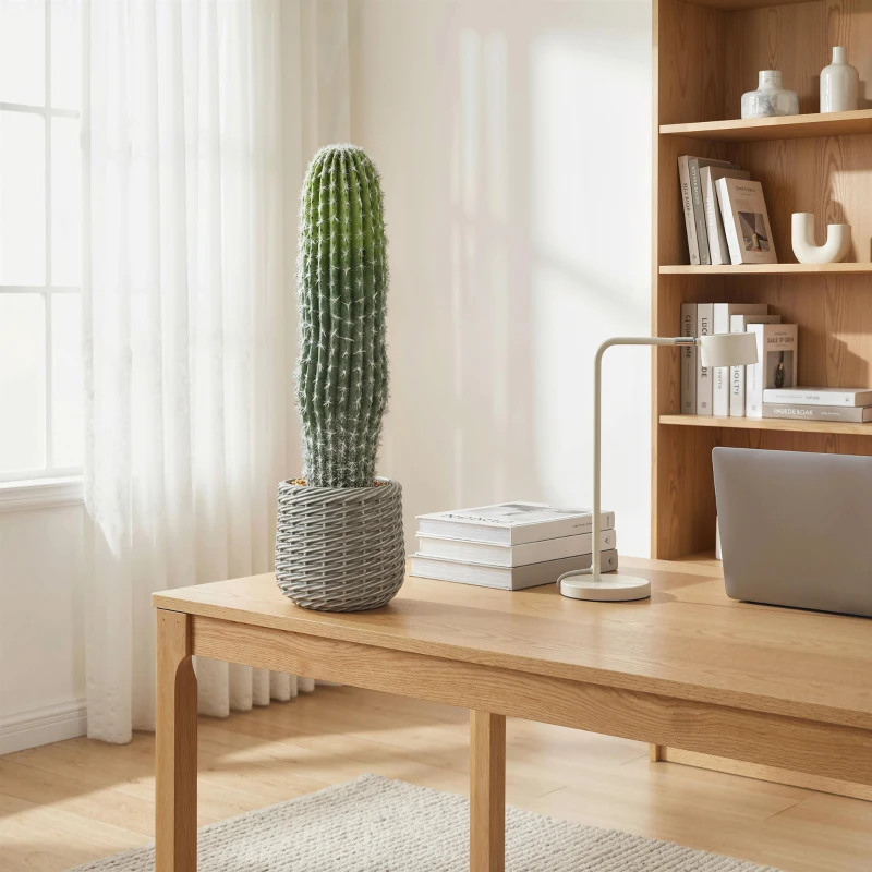 HOMCOM Cactus Artificial 66 cm, Planta Artificial Decorativa con Maceta para Decoración del Interior Verde