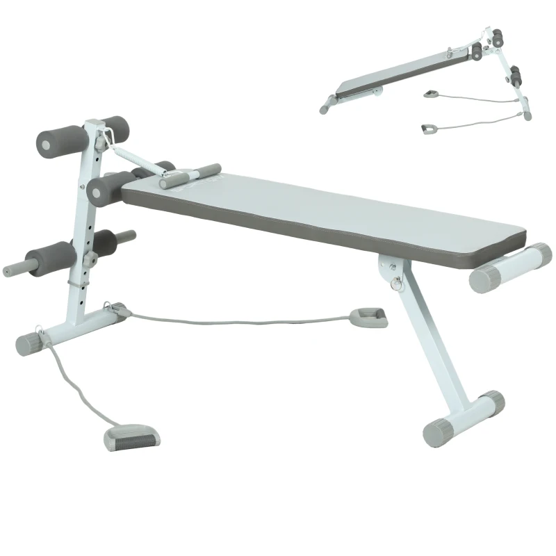 SPORTNOW Banc de Musculation Multifonction, Banc Plat Réglable avec Siège à 3 Niveaux, 141 x 52 x 54-71 cm, Bleu et Blanc