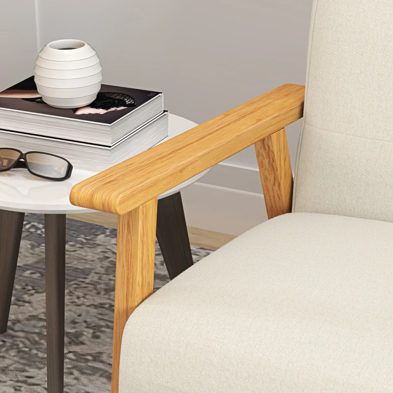 HOMCOM Canapé 2 places 115 cm canapé scandinave avec dossier capitonné, assise rembourrée et accoudoirs, beige