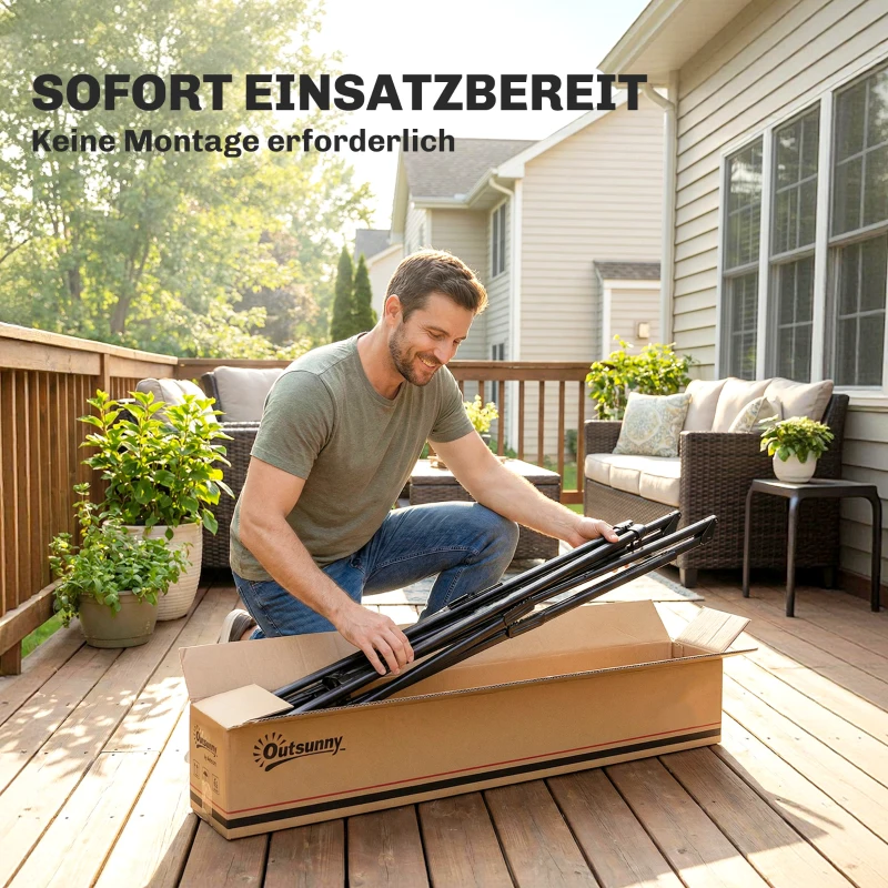 Outsunny Hängemattengestell für Hängematte verstellbar klappbar tragbar Hängemattenständer mit Tragetasche 290x78x100 cm Schwarz