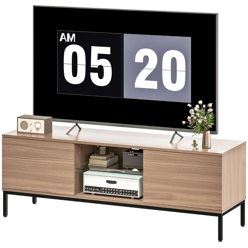 HOMCOM Mueble de TV con Compartimento Orificio de Cables y Estante Ajustable para Televisión de 60 Pulgadas 140x40x49,5 cm Gris