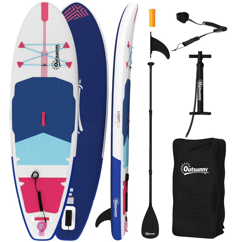 Outsunny Placă SUP Gonflabilă pentru Adulți, Stand Up Paddle Board cu EVA Antialunecare, Vâslă Reglabilă din Aluminiu, Rucsac, Pompă, Aripioară Detașabilă, Capacitate 160 kg, 305x89x15cm, Pentru Toate Nivelurile